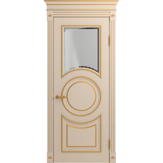 Межкомнатная дверь массив бука Viporte Лацио Амбиенте ваниль патина золото остекление 1