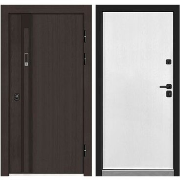 Входная уличная дверь Элит Термо тёмный дуб ПВХ молочный дуб