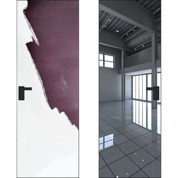 Скрытая дверь 0M снаружи под покраску внутри зеркало чёрная AL кромка