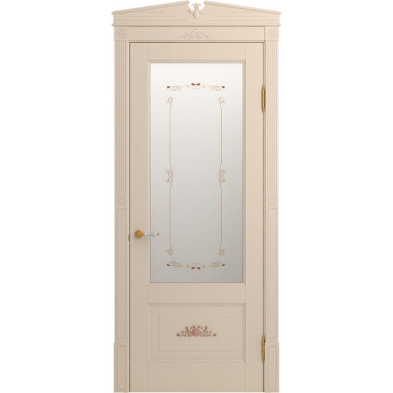 Межкомнатная дверь массив бука Viporte Бьелла Арт ваниль патина золото остеклённая