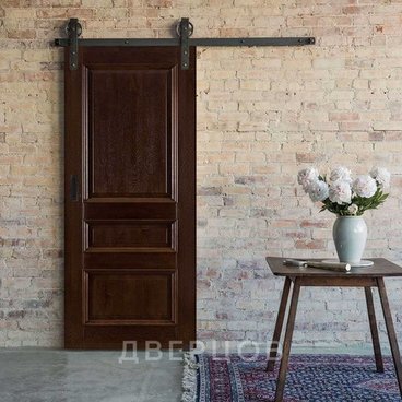 Амбарная дверь купе Лофт Афродита багет античный орех