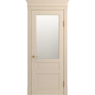 Межкомнатная дверь массив бука Viporte Бергамо ваниль остеклённая