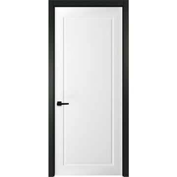 Межкомнатная белая дверь Неоклассик 1 с чёрным наличником