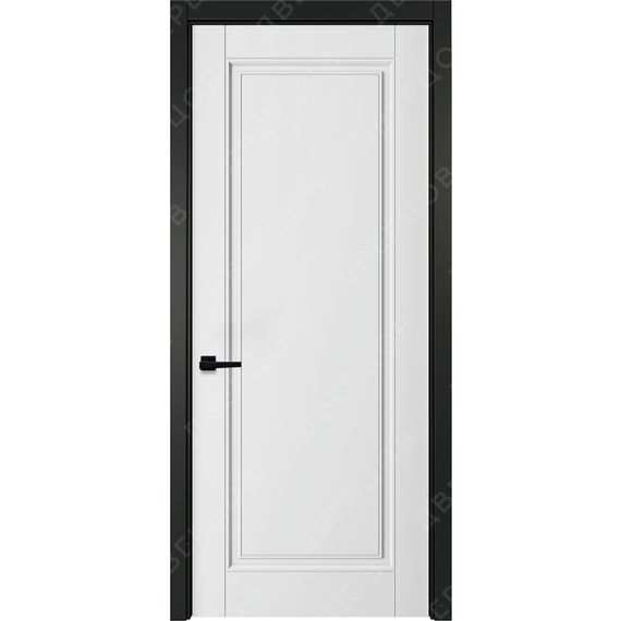 Фото белой двери Классика 1 с чёрным наличником