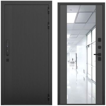 Входная дверь Смарт чёрный силк панель зеркало Maxi