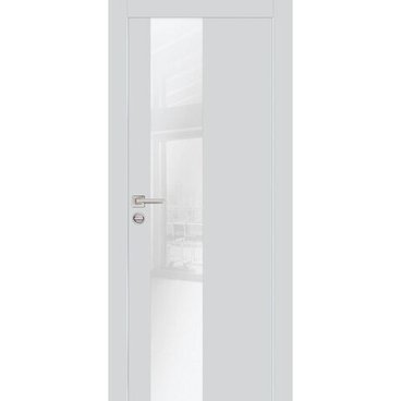 Межкомнатная дверь экошпон PX-6 агат с AL кромкой и стеклом Lacobel белоснежный