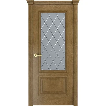Межкомнатная дверь шпон Лондон дуб янтарный со стеклом