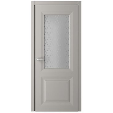 Межкомнатная дверь эмаль Стиль Богема серая остеклённая