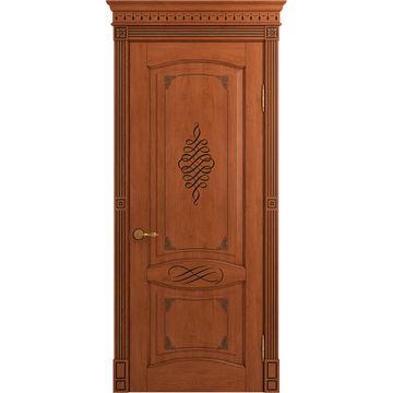 Межкомнатная дверь массив дуба Viporte Венеция Декор табачный патина чёрная глухая