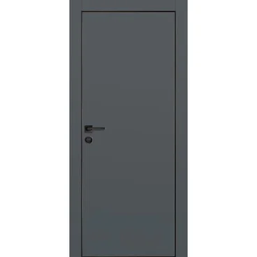 Межкомнатная дверь экошпон PX-1 графит с чёрной AL кромкой