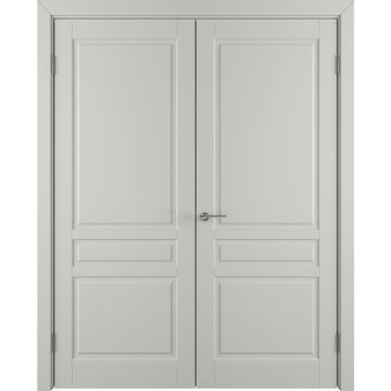 Двухстворчатая распашная дверь Бриз светло-серая эмаль глухая
