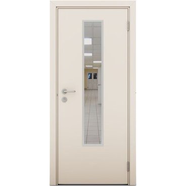 Влагостойкая дверь крем матовый остеклённая модель 2