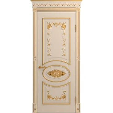 Межкомнатная дверь массив бука Viporte Лацио Ампир ваниль патина золото глухая