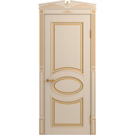 Межкомнатная дверь массив бука Viporte Лацио ваниль патина золото глухая