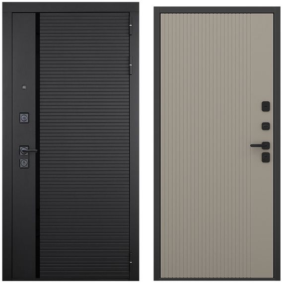 Входная дверь Пиано чёрный кварц панель шторм варм грей