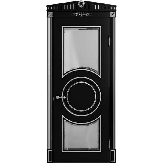 Межкомнатная дверь массив бука Viporte Лацио Амбиенте нуар патина серебро остекление 5