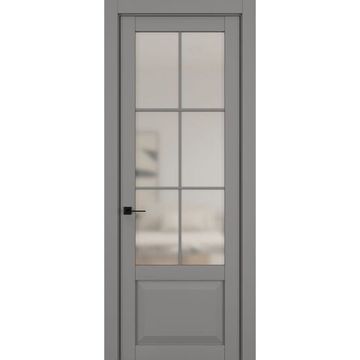 Межкомнатная дверь керамик NC 6 серый остеклённая