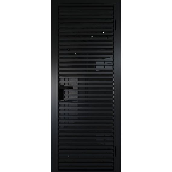 Межкомнатная алюминиевая дверь 12AG чёрная матовая RAL 9005 остеклённая