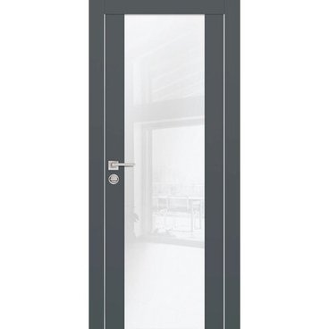 Межкомнатная дверь экошпон PX-7 графит с алюминиевой кромкой со стеклом