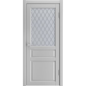Межкомнатная дверь экошпон Emalit 3 светло-серый со стеклом