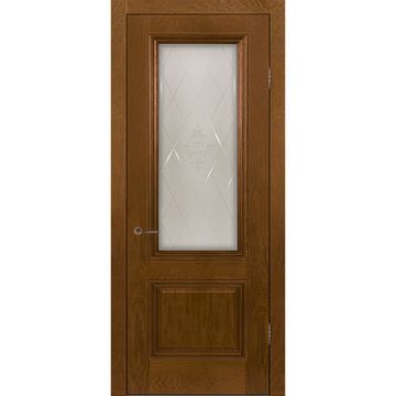 Межкомнатная дверь шпон Прага ШП медовый дуб остеклённая