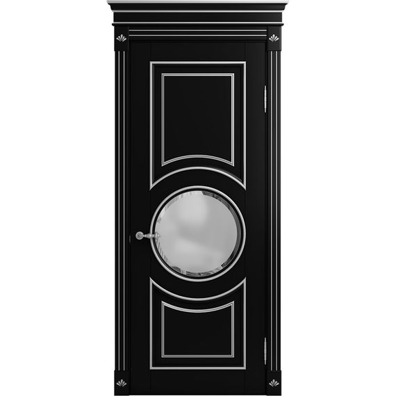 Межкомнатная дверь массив бука Viporte Лацио Амбиенте нуар патина серебро остекление 4