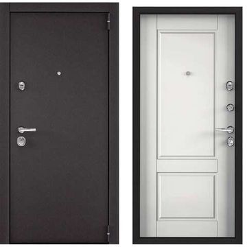 Входная стальная дверь Torex Super Omega 100 черный муар металлик SO-NC-1 ПВХ белый шамбори