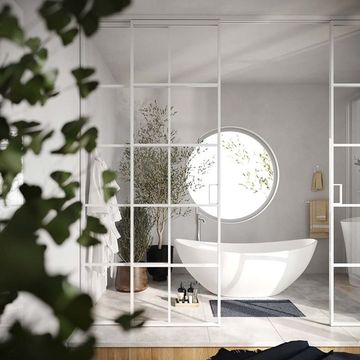 Алюминиевая стеклянная перегородка Классическая 5AG вайт стекло прозрачное