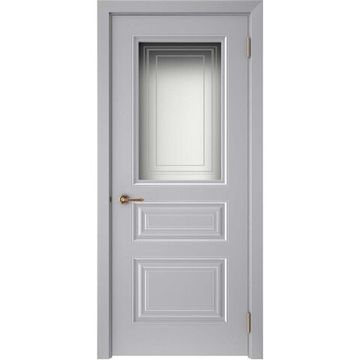 Межкомнатная дверь эмаль Текона Смальта 44 серая остеклённая