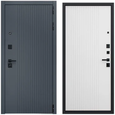 Входная дверь Вертикаль серая капучино внутри