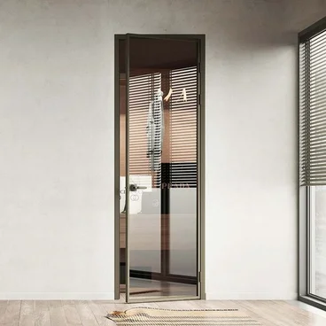 Межкомнатная алюминиевая дверь Loft 1 стекло прозрачное бронзовое