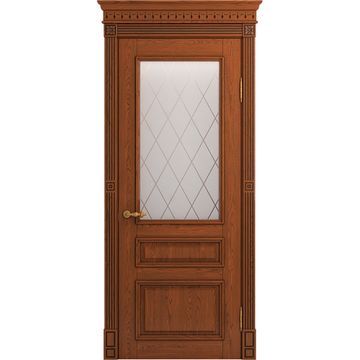 Межкомнатная дверь массив ясеня Viporte Рим табачный глянец остеклённая