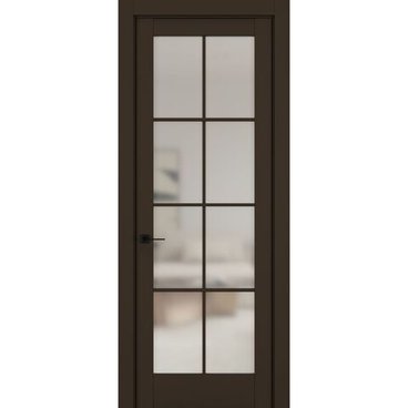 Межкомнатная дверь керамик NC 11 коричневый остеклённая