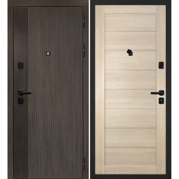 Входная дверь Вертикаль дымчатый камень дуб морёный панель сборная капучино