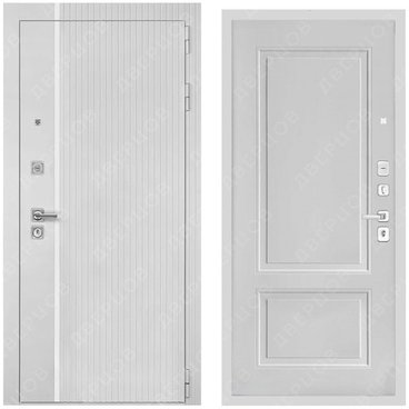 Входная дверь Президент Лайн ПВХ белый матовый панель белый снег софт