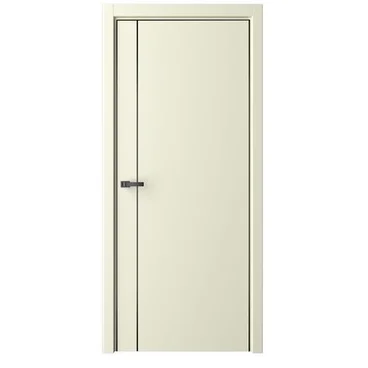 Межкомнатная дверь эмаль Лайн 4 слоновая кость глухая чёрная алюминиевая кромка