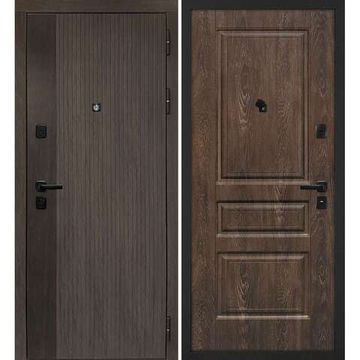 Входная дверь Вертикаль дымчатый камень дуб морёный панель фрезерованная