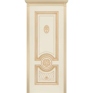 Межкомнатная дверь эмаль Гамма Корона В3 слоновая кость патина золото глухая