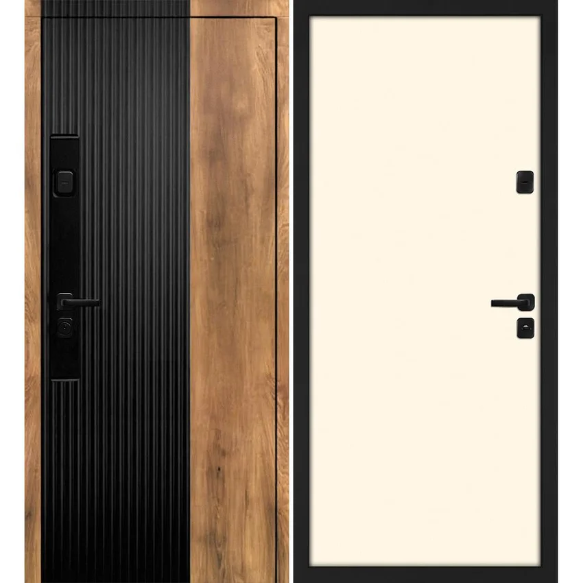 Входная дверь Орион орех пекан софт чёрный кварц панель гладкая магнолия