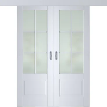 Раздвижная двустворчатая дверь Кобальт 21 аляска остеклённая