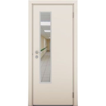 Влагостойкая дверь крем матовый остеклённая модель 1