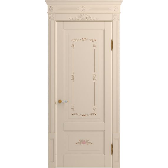 Межкомнатная дверь массив бука Viporte Бьелла Арт ваниль патина золото глухая