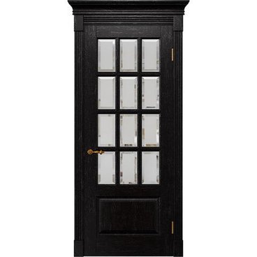 Межкомнатная дверь массив дуба Alvero Анна венге патина серебро остеклённая