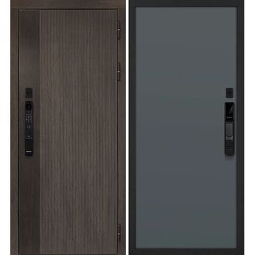 Входная дверь Вертикаль смарт дымчатый камень дуб морёный панель гладкая
