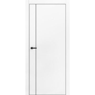 Межкомнатная дверь ПЭТ Silk-5 белая кромка ABS чёрная молдинг