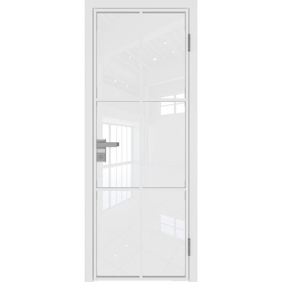 Межкомнатная алюминиевая дверь 3AG белая матовая RAL 9003 остеклённая