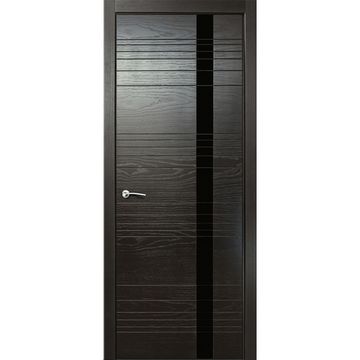 Межкомнатная дверь шпонированная Milyana ID H неро стекло чёрное