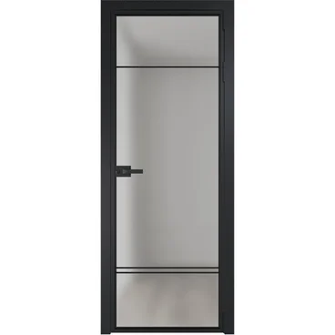 Алюминиевая межкомнатная дверь 4AX чёрная матовая RAL 9005 остеклённая