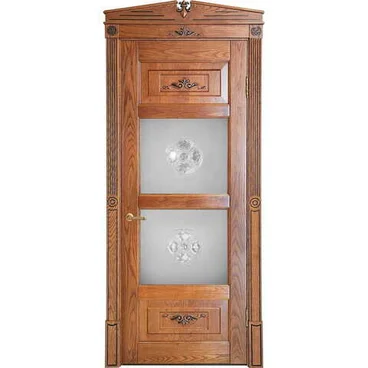 Дверь массив дуба Парма коньяк патина шоколад остеклённая