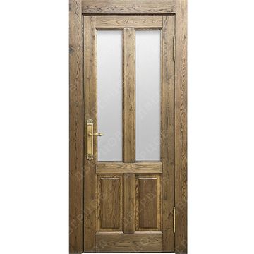Входная дверь из массива дуба Авиано с сучками зелёное масло под стеклопакет
